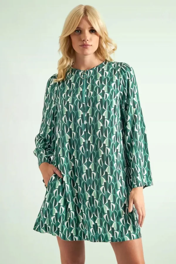 Gwenola Mid Century Retro Jurk In Groen-Louche Fashion