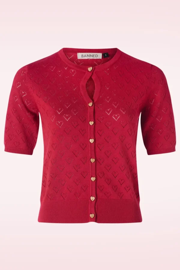 Heart Blooms Cardigan In Rood-Banned Retro Best Sale