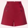 Heart Button Shorts In Rood-Vixen Shop