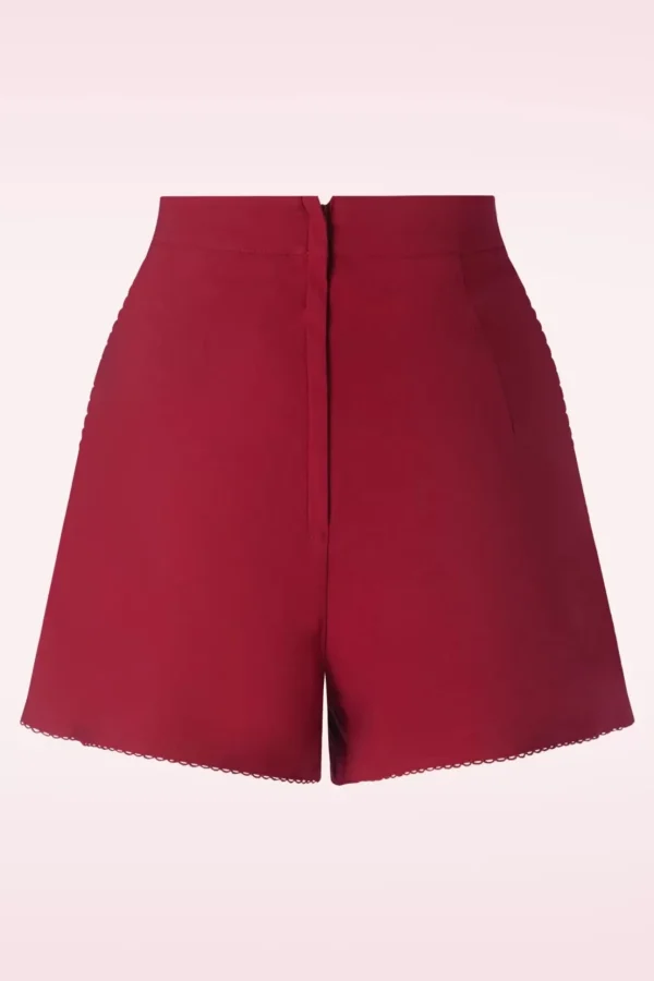 Heart Button Shorts In Rood-Vixen Shop