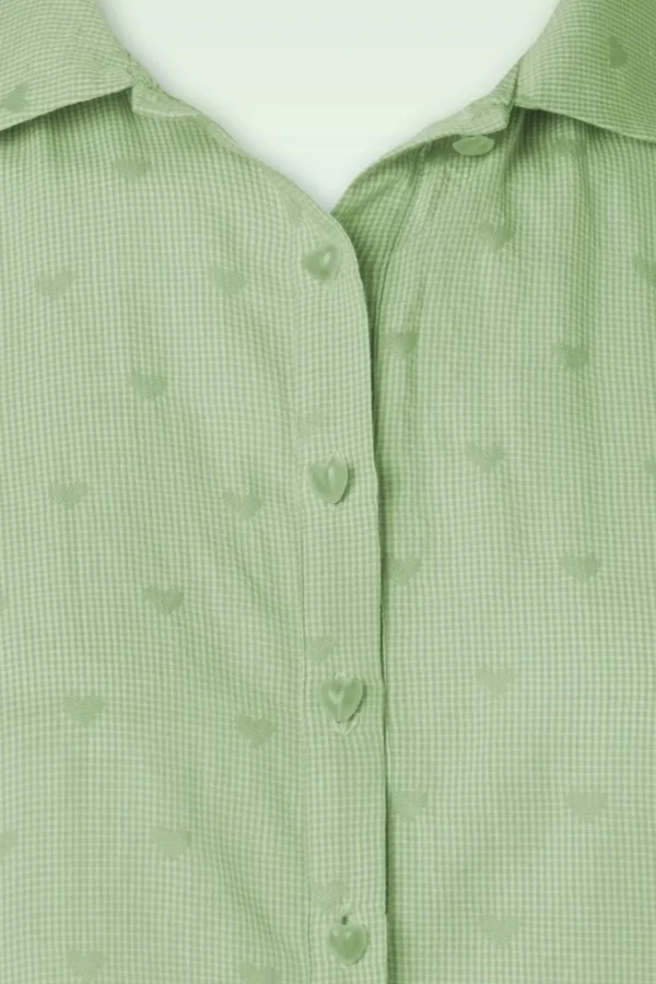 Heart On Her Sleeve Blouse In Groen-Banned Retro Shop