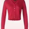 Heart Pattern Scallop Edge Cardigan In Rood-Vixen Sale