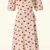 Heart Polka Dot Wikkel Jurk In Creme-Vixen Flash Sale