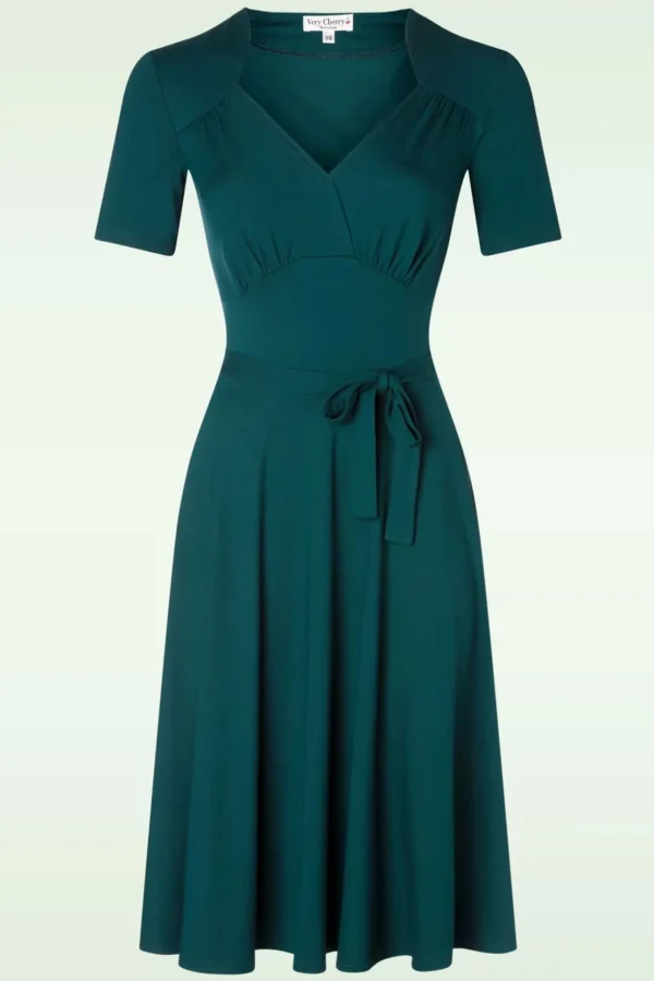 Hollywood Dress In Deluxe Petrol-Very Cherry Cheap