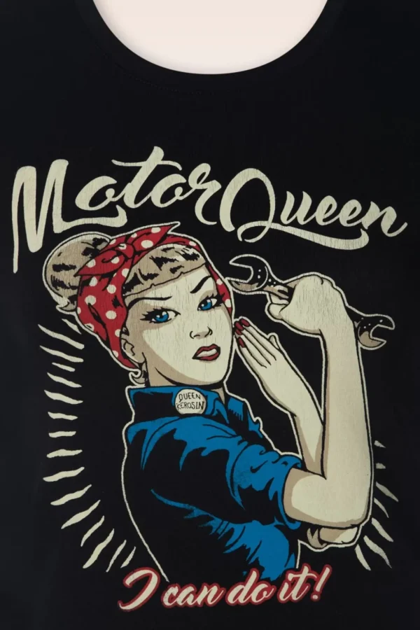 I Can Do It Motor Queen T-Shirt In Zwart-Queen Kerosin Hot