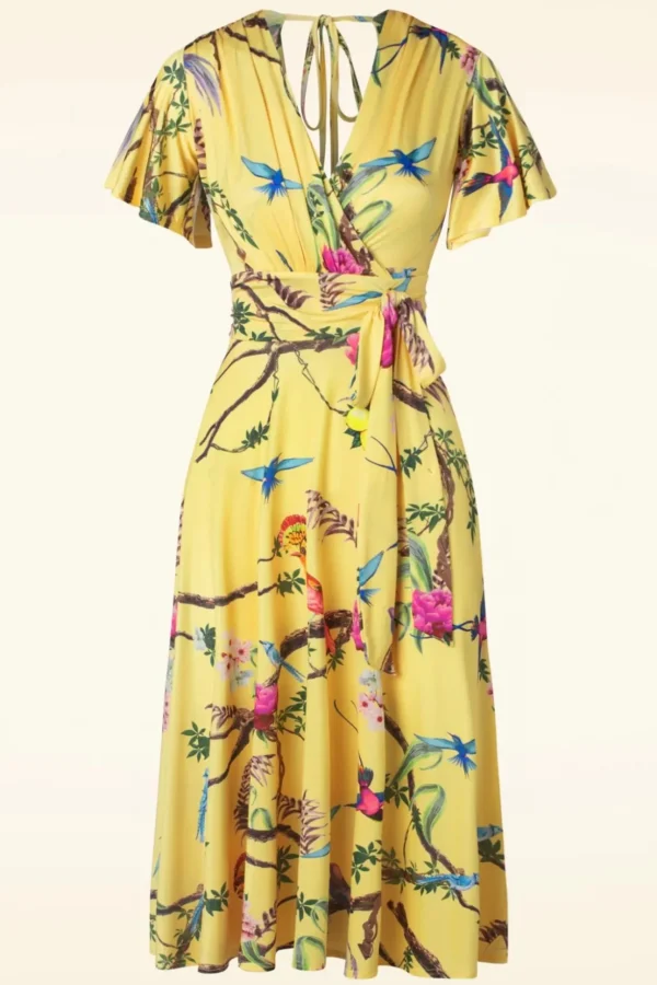 Irene Birds Swing Jurk In Geel-Vintage Chic for Topvintage Hot