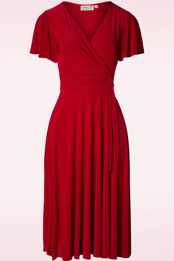 Irene Gekruiste Swingjurk In Rood-Vintage Chic for Topvintage Outlet