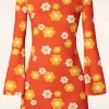 Izzy Bloemen Jurk In Oranje-Vintage Chic for Topvintage Sale