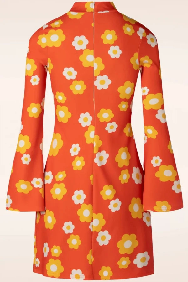 Izzy Bloemen Jurk In Oranje-Vintage Chic for Topvintage Sale