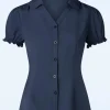 Jane Blouse In Marineblauw-Banned Retro Best Sale