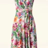 Jane Tropische Bloemen Swingjurk In Wit-Vintage Chic for Topvintage Shop