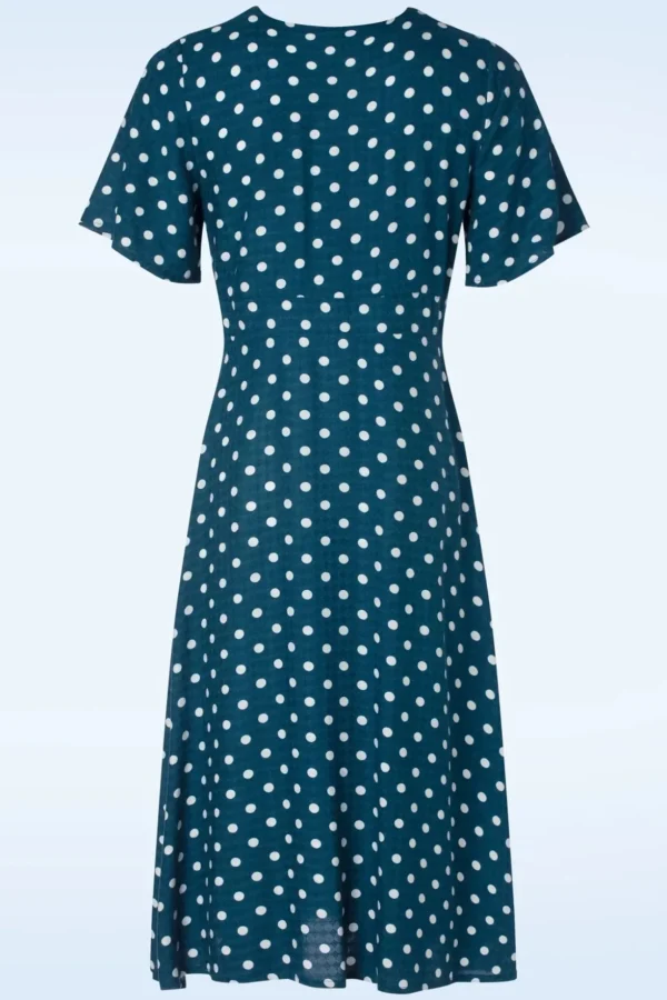 Jeanette Polka Dot Jurk In Marineblauw-Md'M Best Sale