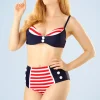 Joelle Stripes Bikinibroekje In Marineblauw En Rood-Belsira New