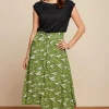 Judy Midi Rok Bateau In Woodbine Groen-King Louie Fashion