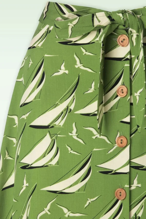 Judy Midi Rok Bateau In Woodbine Groen-King Louie Fashion