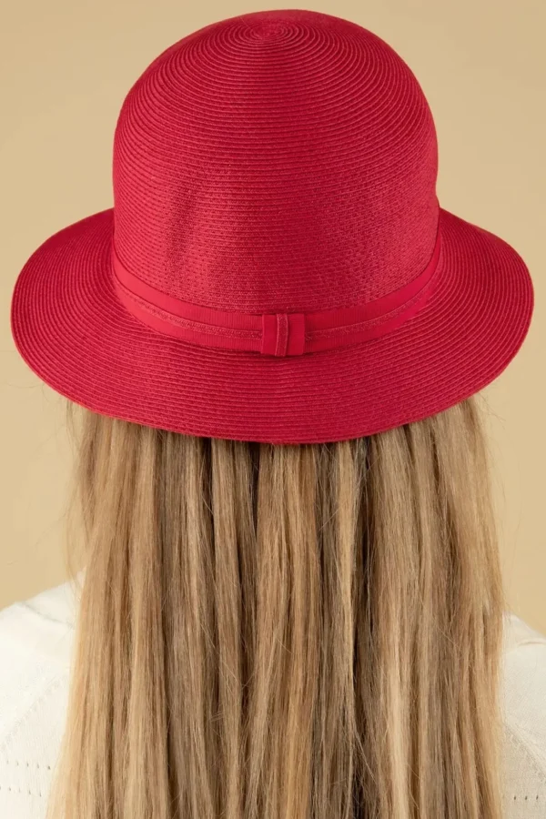 Julia Straw Cloche Hoed In Rood-Brontu00e9 Sale