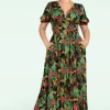 Juliette Jungle Maxi Jurk In Zwart-Collectif Clothing Cheap