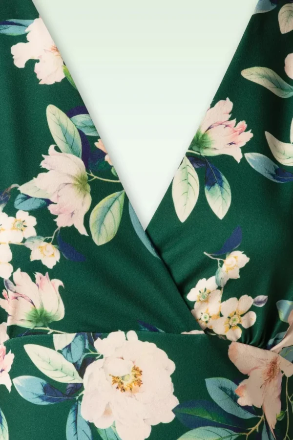 Katie Floral Pencil Jurk In Groen-Vintage Chic for Topvintage Hot