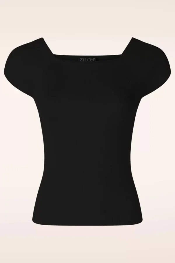 Kaylie Top In Zwart-Zilch Cheap