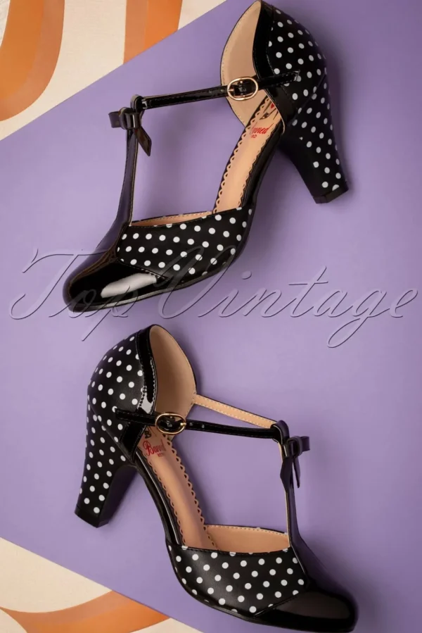 Kelly Lee T-Strap Pumps In Zwart-Banned Retro Online