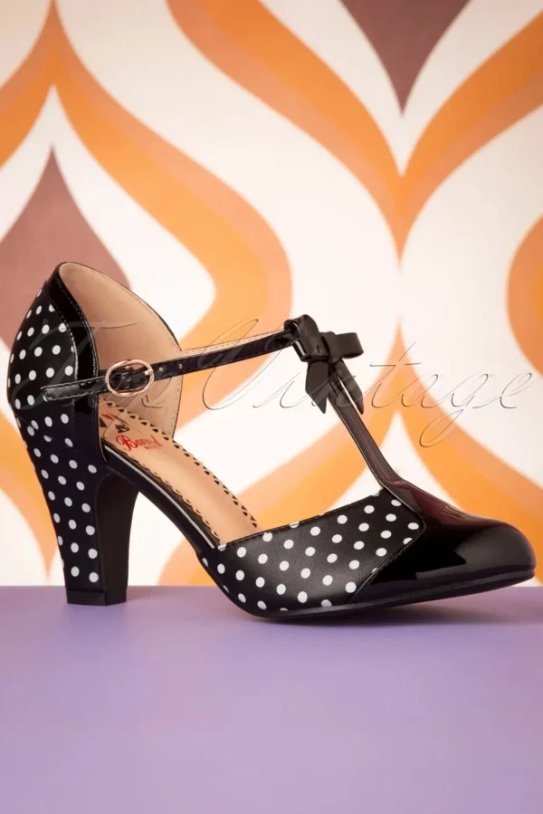 Kelly Lee T-Strap Pumps In Zwart-Banned Retro Online