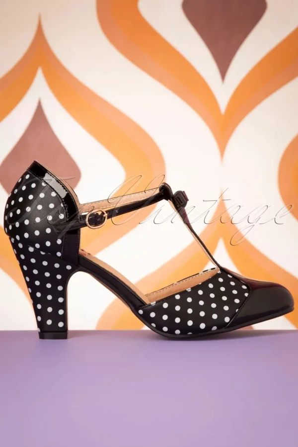 Kelly Lee T-Strap Pumps In Zwart-Banned Retro Online