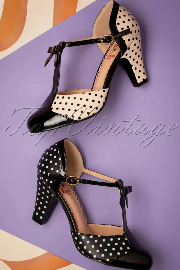 Kelly Lee T-Strap Pumps In Zwart-Banned Retro Online