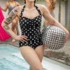 Klassiek Badpak Met Polkadots In Zwart En Wit-Esther Williams Discount