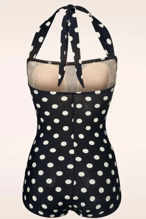 Klassiek Badpak Met Polkadots In Zwart En Wit-Esther Williams Discount