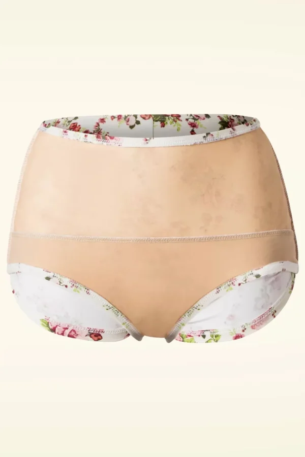 Klassieke Bloemenromantische Bikinibroek In Creme-Esther Williams Best