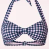 Klassieke Gingham Bikinitop In Roze En Blauw-Esther Williams Store