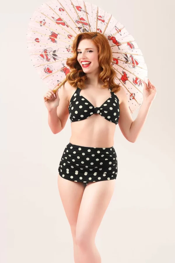 Klassieke Polka-Bikinibroek In Zwart En Wit-Esther Williams Clearance