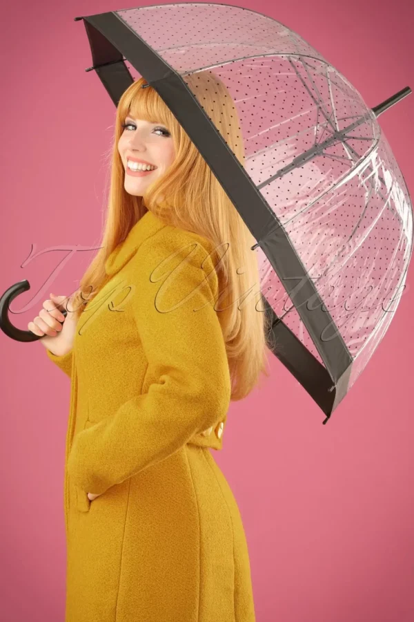 Lady Dot Transparante Koepelparaplu In Zwart-So Rainy Fashion