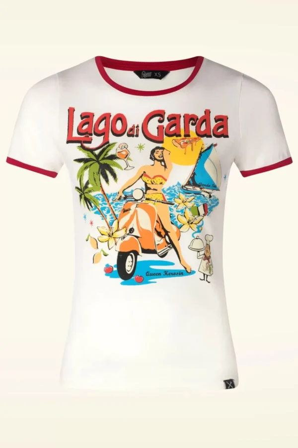 Lago Di Garda T-Shirt In Gebroken Wit-Queen Kerosin Outlet