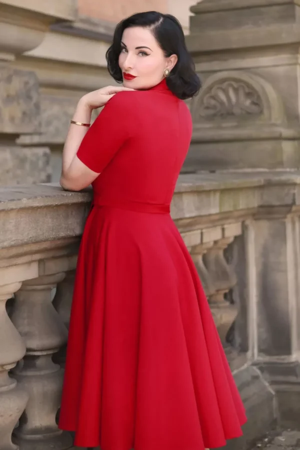 Laura Lee Swing Jurk In Rood-Vintage Diva Sale