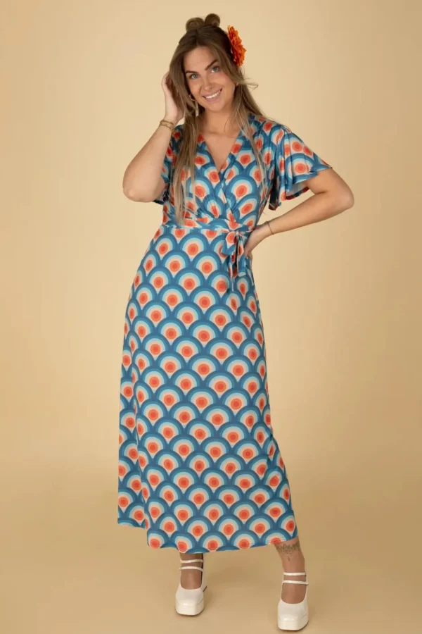 Laurie Maxi Jurk In Circle Geo Print-Vintage Chic for Topvintage Fashion