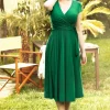 Layla Gekruiste Jurk In Groen-Vintage Chic for Topvintage Hot