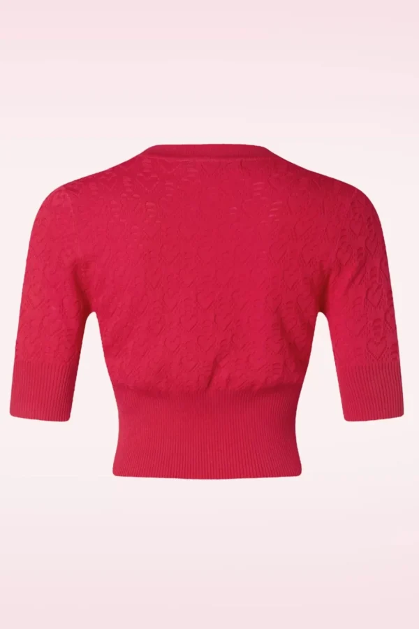 Love Heart Cardigan In Rood-Banned Retro New