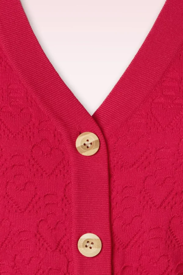 Love Heart Cardigan In Rood-Banned Retro New