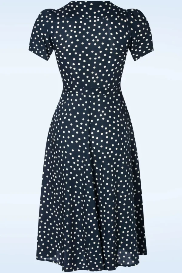 Magnolia Polka Dot Jurk In Marineblauw-Very Cherry Cheap