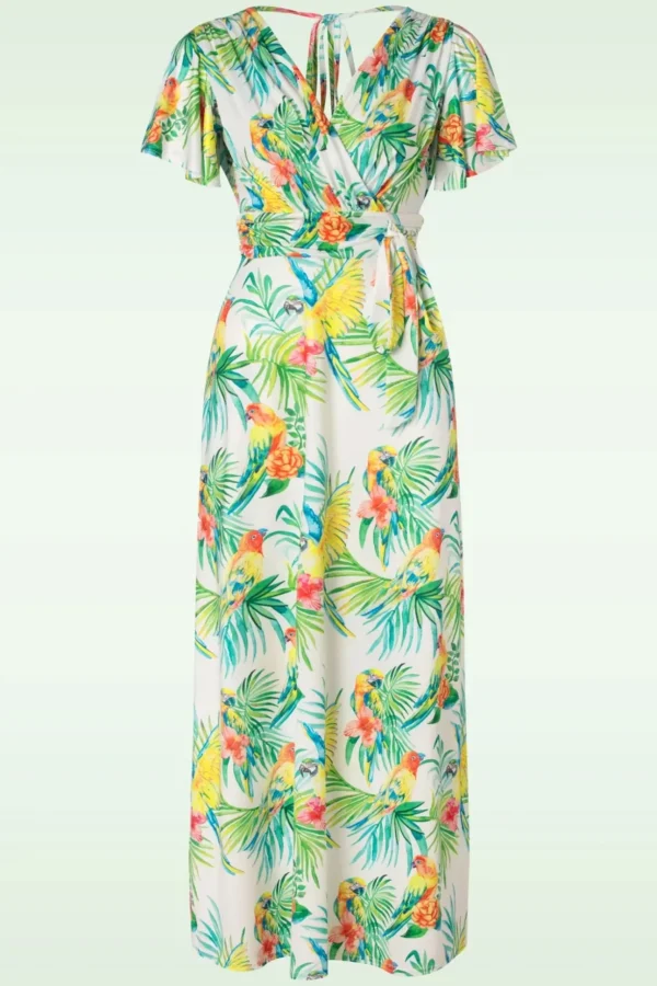 Malia Tropical Parrot Maxi Jurk In Multi-Vintage Chic for Topvintage Best Sale