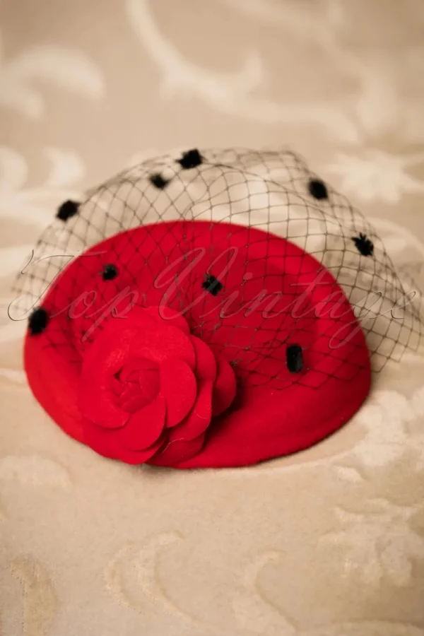 Marilyn Fascinator In Rood-Banned Retro Cheap