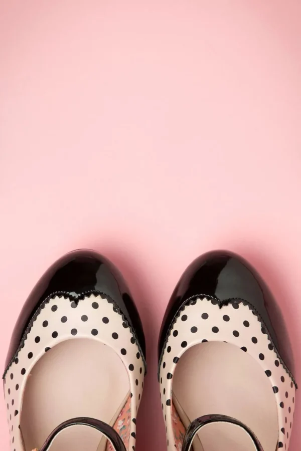 Mary Jane Pumps In Zwart En Beige Roze-Banned Retro Cheap