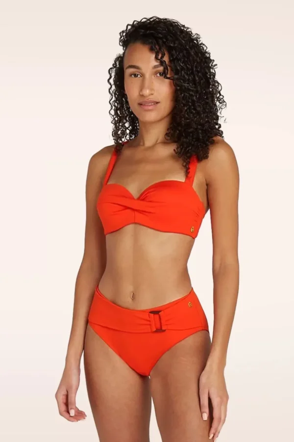 Mid Waist Bikinibroekje In Zomers Rood-TC Beach Cheap