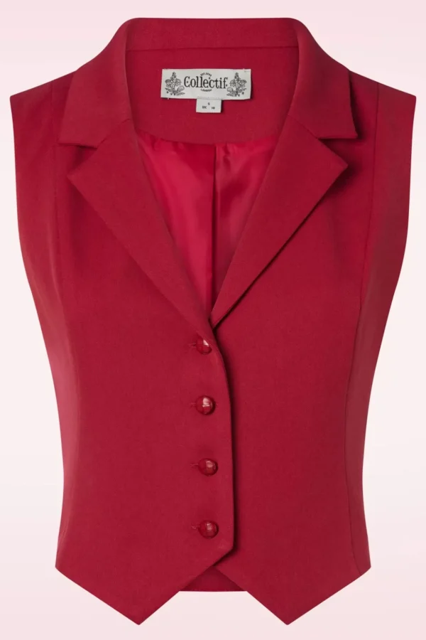 Milla Gilet In Rood-Collectif Clothing Cheap