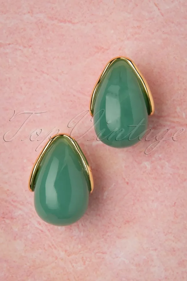 Molly Oorbellen In Goud En Groen-Topvintage Boutique Collection Online