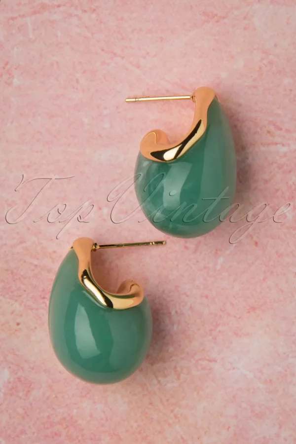 Molly Oorbellen In Goud En Groen-Topvintage Boutique Collection Online