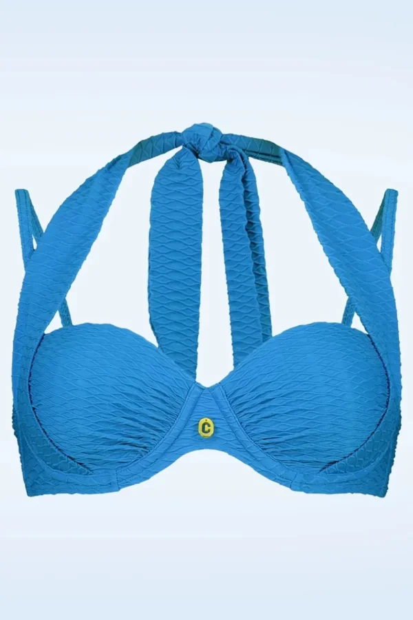 Multiway Bikinitop In Blue Snake-TC Beach Store