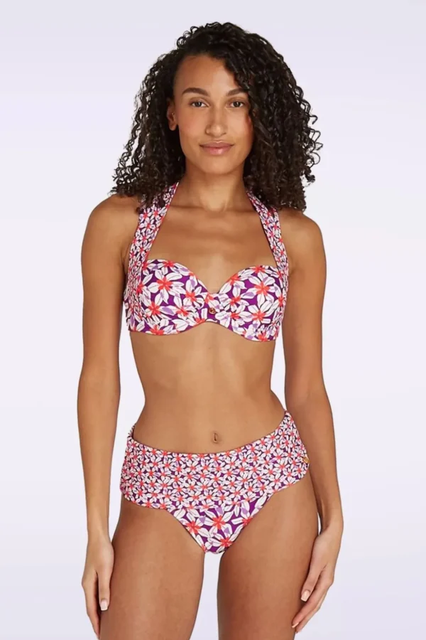 Multiway Summer Flowers Bikinitop In Paars-TC Beach Shop