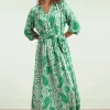 Myra Maxi Jurk In Gebroken Wit En Groen-Smashed Lemon Clearance